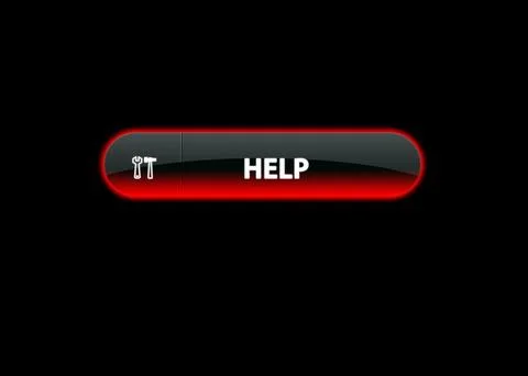 Red neon web button help. black background Illustration