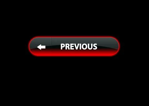 Red neon web button pravious, black background Stock Illustration