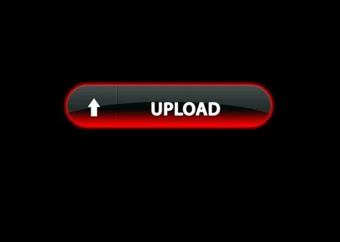 Red neon web button upload, black background Stock Illustration