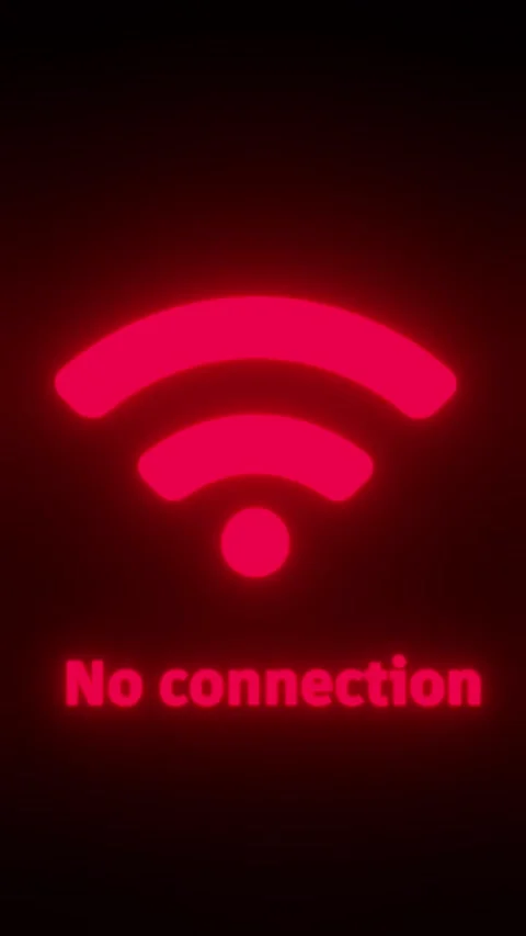 Red Neon WiFi No Connection Symbol on Black Background 動画素材 342461071