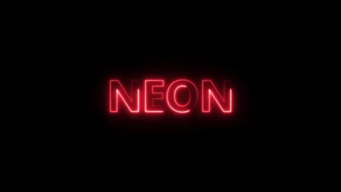 Red Neon Word N E O N Glowing Text on Black Background Abstract Light Sign .. Video stock 338371773