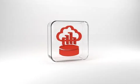 Red Network cloud connection icon isolated on grey background. Social technology Stock Illustration