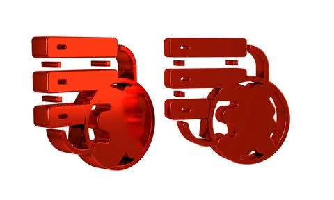 Red Network cloud connection icon isolated on transparent background. Socia.. Stock Illustration