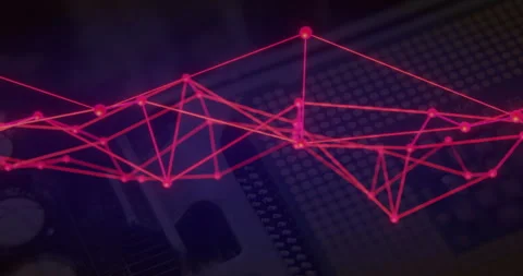 Red network connections animation over electronic circuit board background 库存影片 306719756