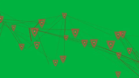Red network shifting after top pivot, markers grouping right, forming chain on Stock Footage 329548794