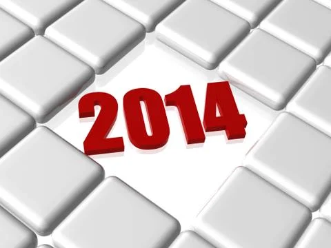 Red new year 2014 in boxes Stock Illustration