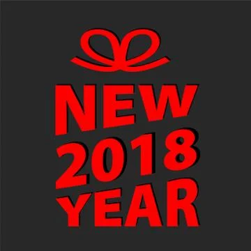 Red new year 2018 design on dark background, stock vector illustration Stock Illustration