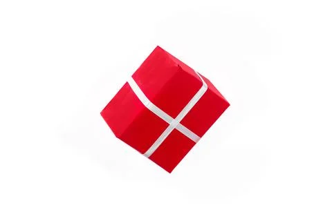 Red New Year gift isolate on white background Stock Photos