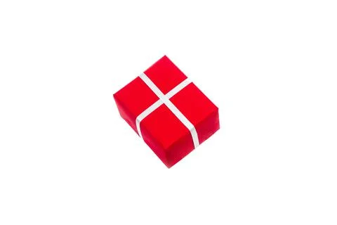 Red New Year gift isolate on white background Stock Photos