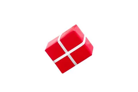 Red New Year gift isolate on white background Stock Photos