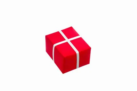 Red New Year gift isolate on white background Stock Photos
