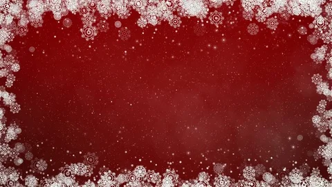 Red New Year Snowflakes Frame Vídeo Stock 81677962