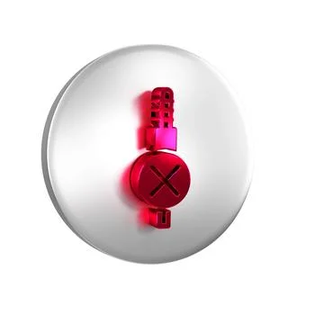 Red No audio jack icon isolated on transparent background. Audio cable for .. Stock Illustration