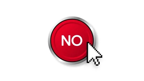 Red NO Button with Computer Mouse Cursor Isolated on White Background Stock Footage 346078710