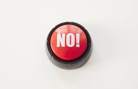 Red NO Button Isolated on White Background Stock Photos