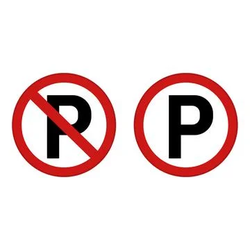 Red No Parking Signs. Vector Icon. Prohibitory Road Sign Stockillustratie