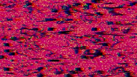 Red noise fills the left screen while white bands display blue glitches. Th.. Видео 346827870