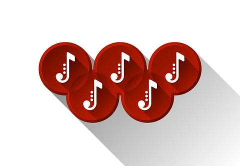 Red note icons in olimpic rings. Music symbols. Vector illustration Stock Illustration