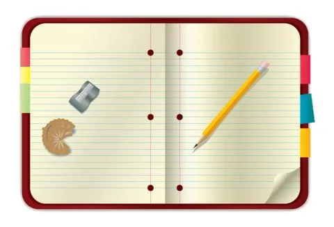 Red notebook and pencil Stock Illustration