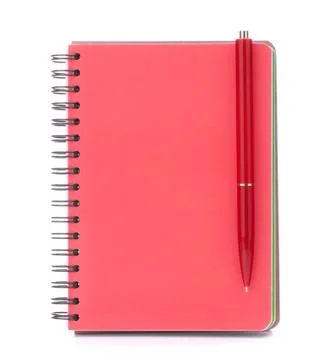 Red notebook with black pen Stock Photos