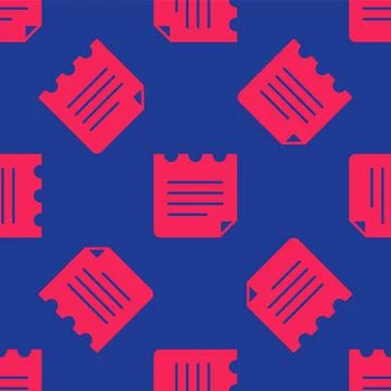 Red Notebook icon isolated seamless pattern on blue background. Spiral notepad Stock Illustration