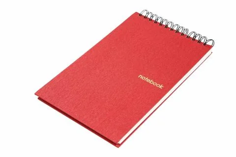 Red notebook with spiral bound Stock Photos