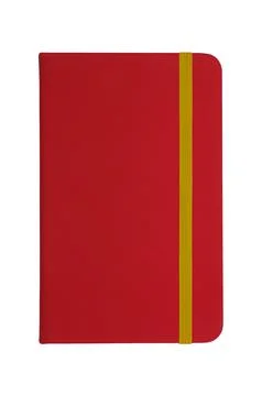 Red notebook yellow stripe Stock Photos