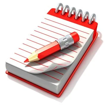 Red notepad and red pen, 3D Red notepad and red pen, 3D render illustratio... Stock Photos