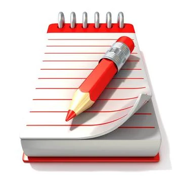Red notepad and red pen, 3D Red notepad and red pen, 3D render illustratio... Stock Photos