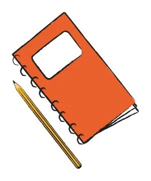 Red notepad with pencil Stock Illustration