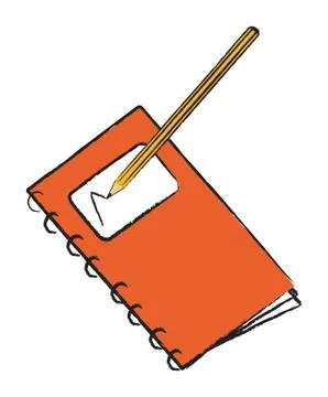 Red notepad with pencil Stock Illustration