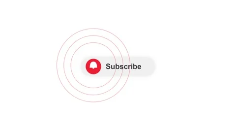Red notification bell button with subscribe text and circular ripple animat.. Stock Footage 343874550