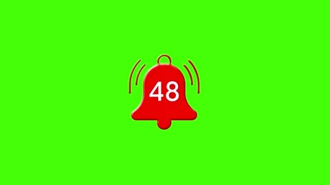 Red Notification Bell on Green Screen Chroma Key Background Stock Footage 341602575
