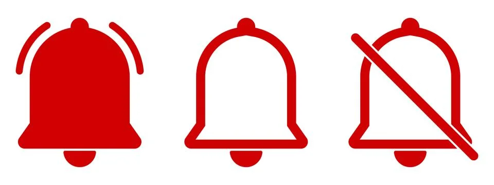 Red notification bell vector icon Illustrazione stock