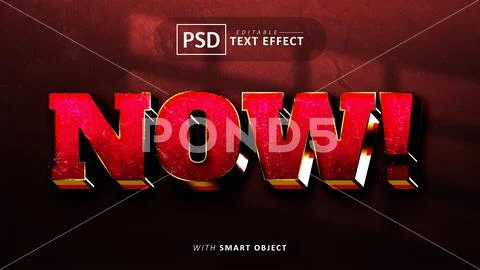 Red now 3d text effect PSDテンプレート
