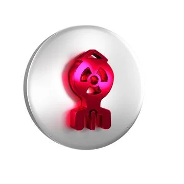 Red Nuclear bomb icon isolated on transparent background. Rocket bomb flies.. Stock Illustration