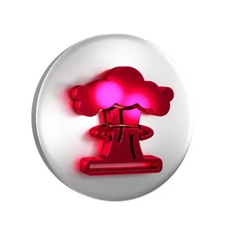 Red Nuclear explosion icon isolated on transparent background. Atomic bomb... Illustrazione stock