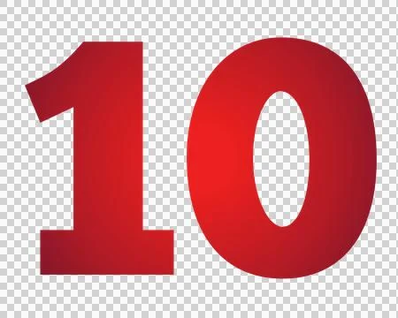 Red number 10 on transparent background Stock Illustration