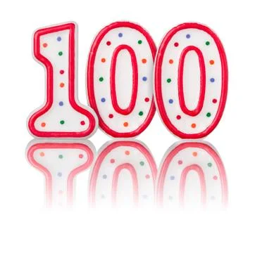 Red number 100 with reflection Stock-Fotos