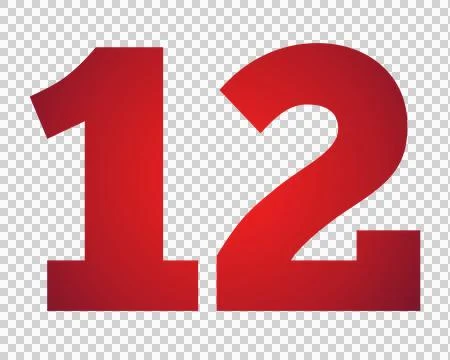 Red number 12 on transparent background Stock Illustration