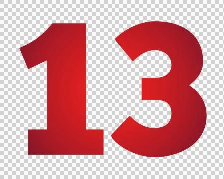 Red number 13 on transparent background Stock Illustration
