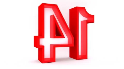 Red Number 14 Animation: Rotating 3D Render on White Background Stock Footage 333410194