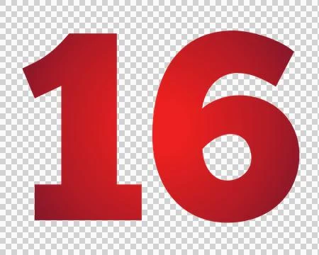 Red number 16 on transparent background Stock Illustration