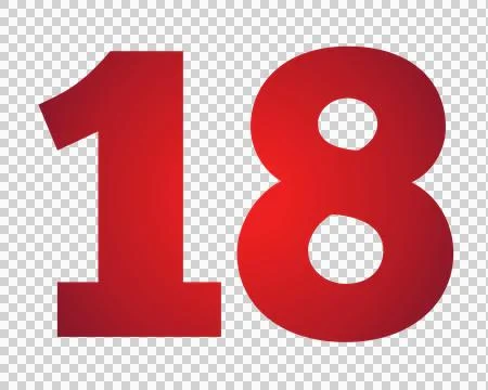Red number 18 on transparent background Stock Illustration
