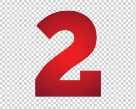 Red number 2 two on transparent background Stock Illustration