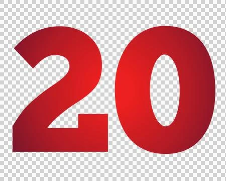 Red number 20 on transparent background Stock Illustration