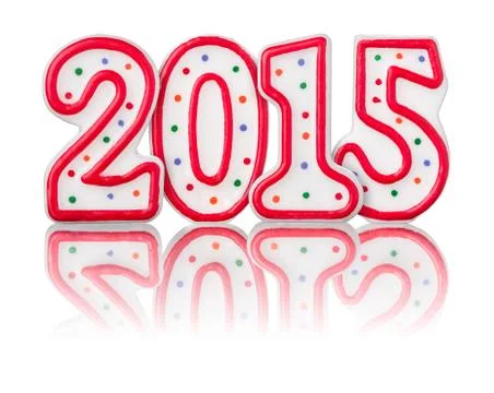 Red number 2015 with reflection Stock Photos