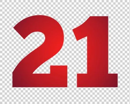 Red number 21 on transparent background Stock Illustration