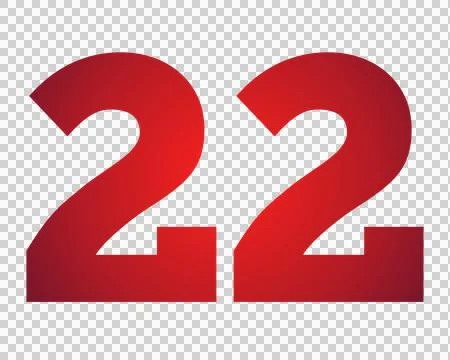 Red number 22 on transparent background Stock Illustration