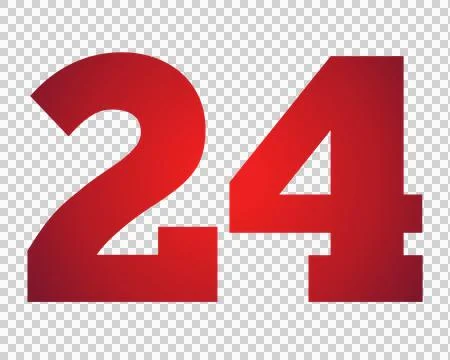 Red number 24 on transparent background Stock Illustration